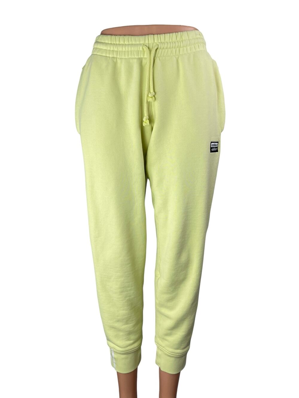 Adidas Women's Yellow Elastic High Waist Athletic Trousers Joggers Sweat Pants S